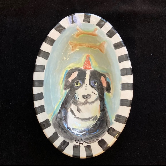 Handmade Ceramic Oval Serving Tray “Dog Dreams ” 12”x8”Original Design - Picture 12 of 13